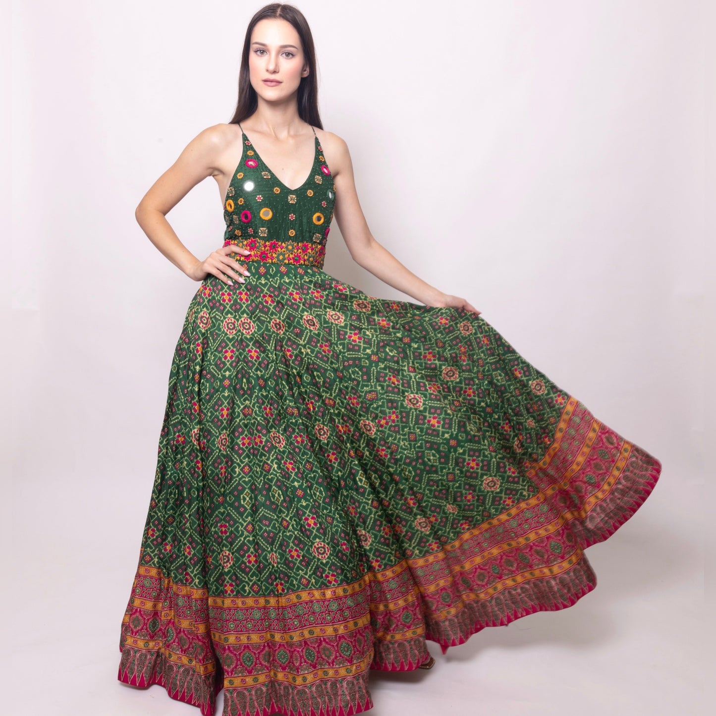 Denica Green Halter Dress