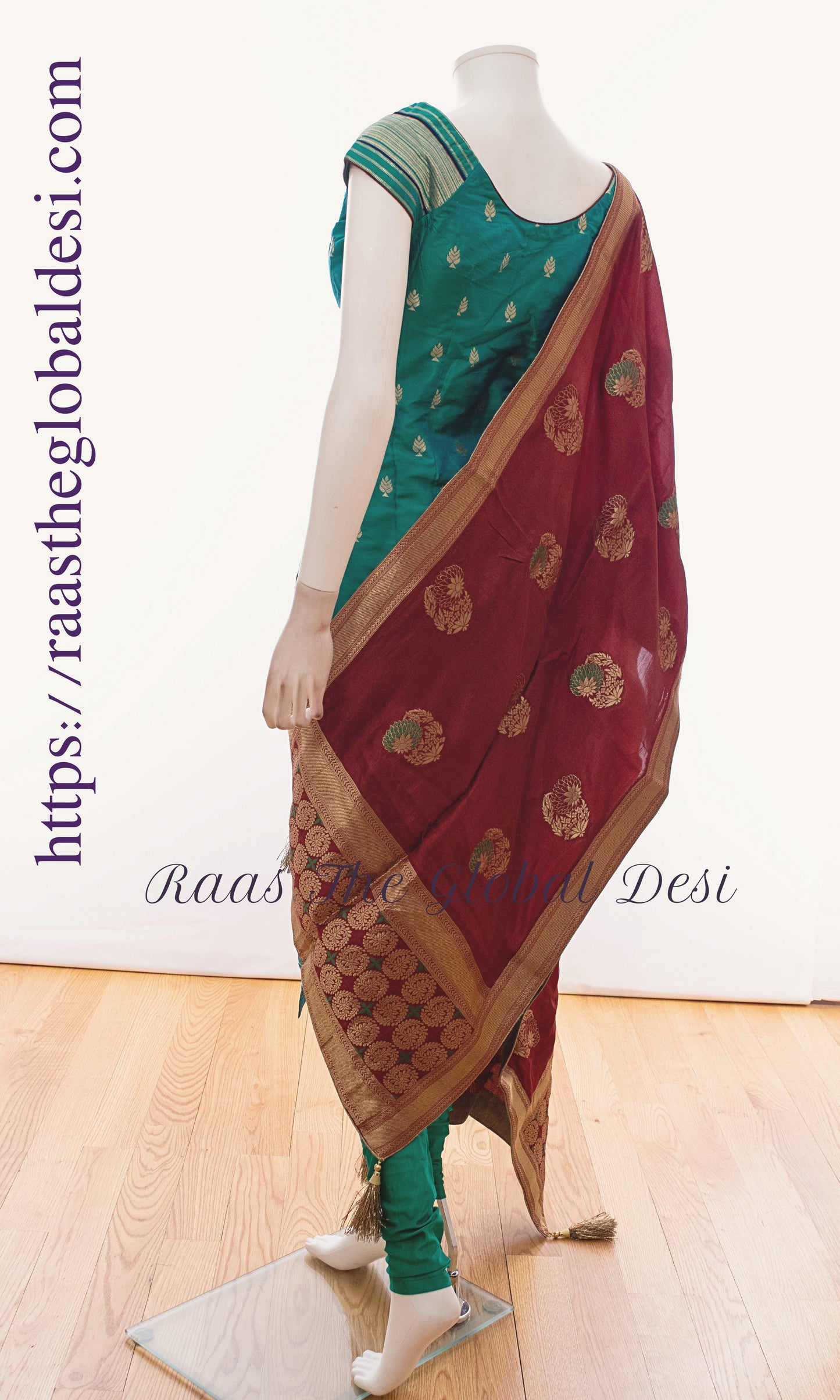 Silk Brocade Green Salwar Kameez Set