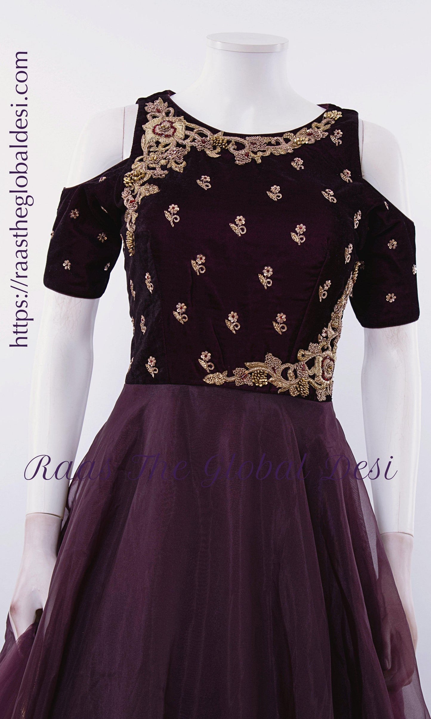 Vionette Magenta Hand Embroidered Gown