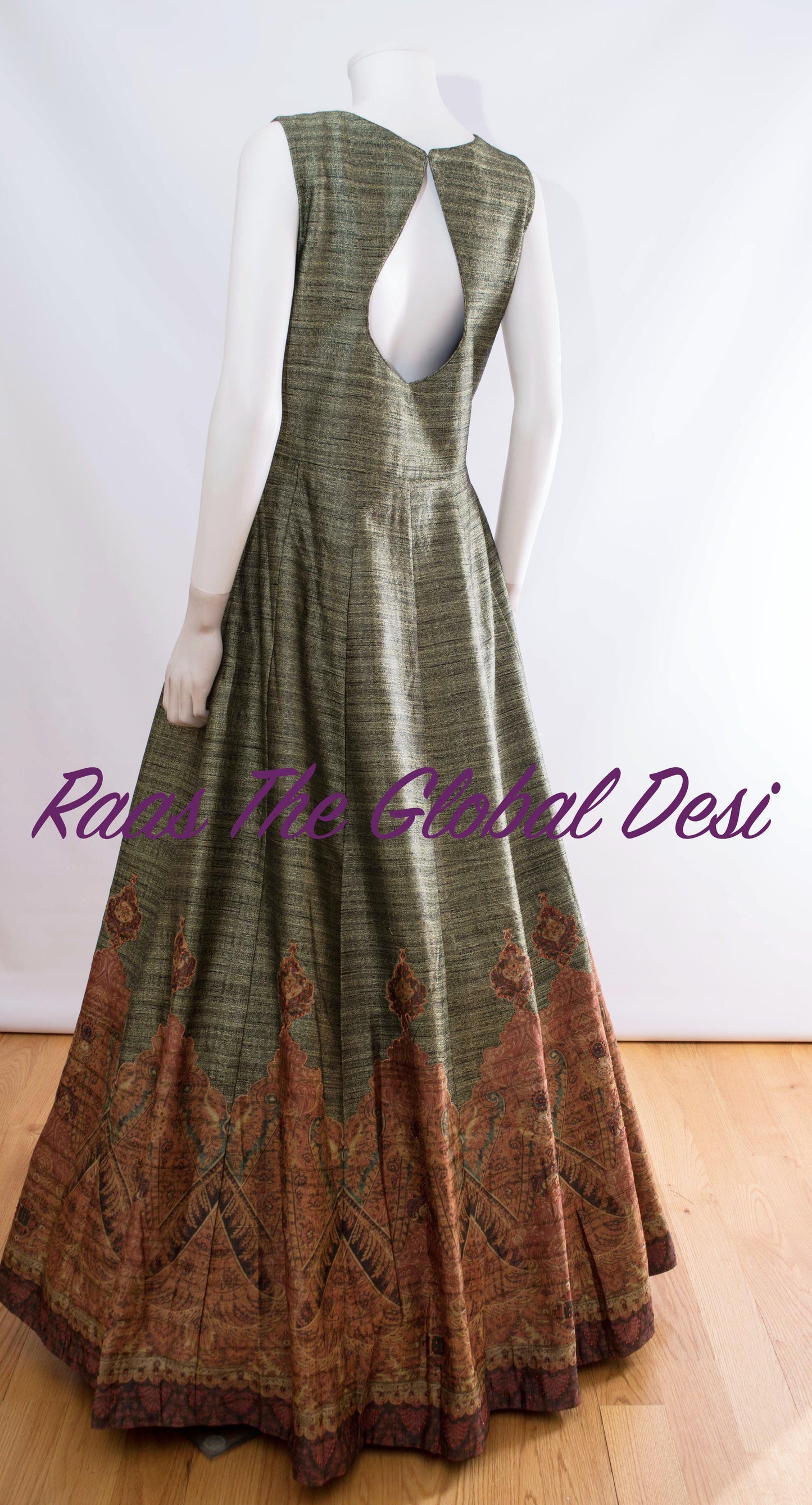 Cyrene Green Gown with Prints