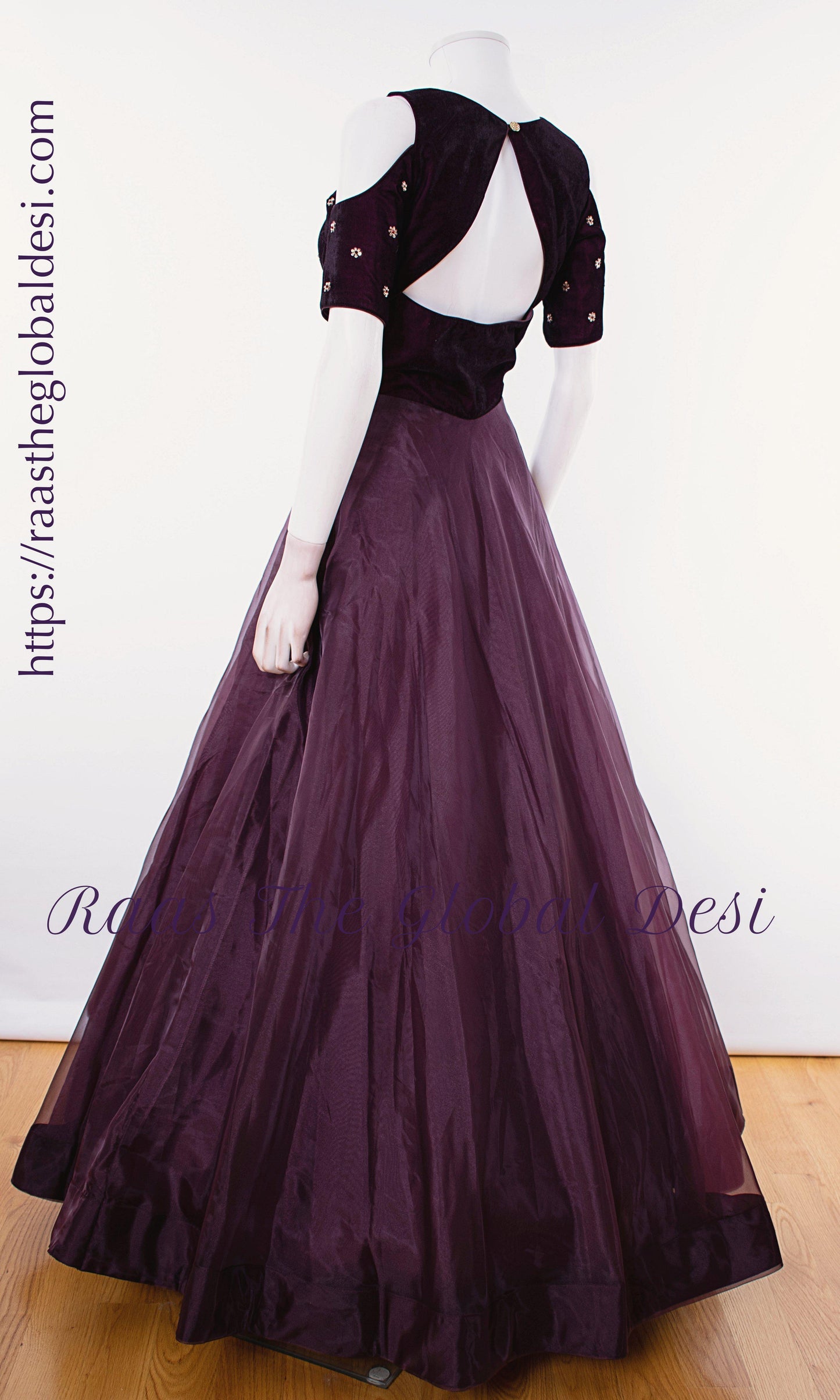 Vionette Magenta Hand Embroidered Gown