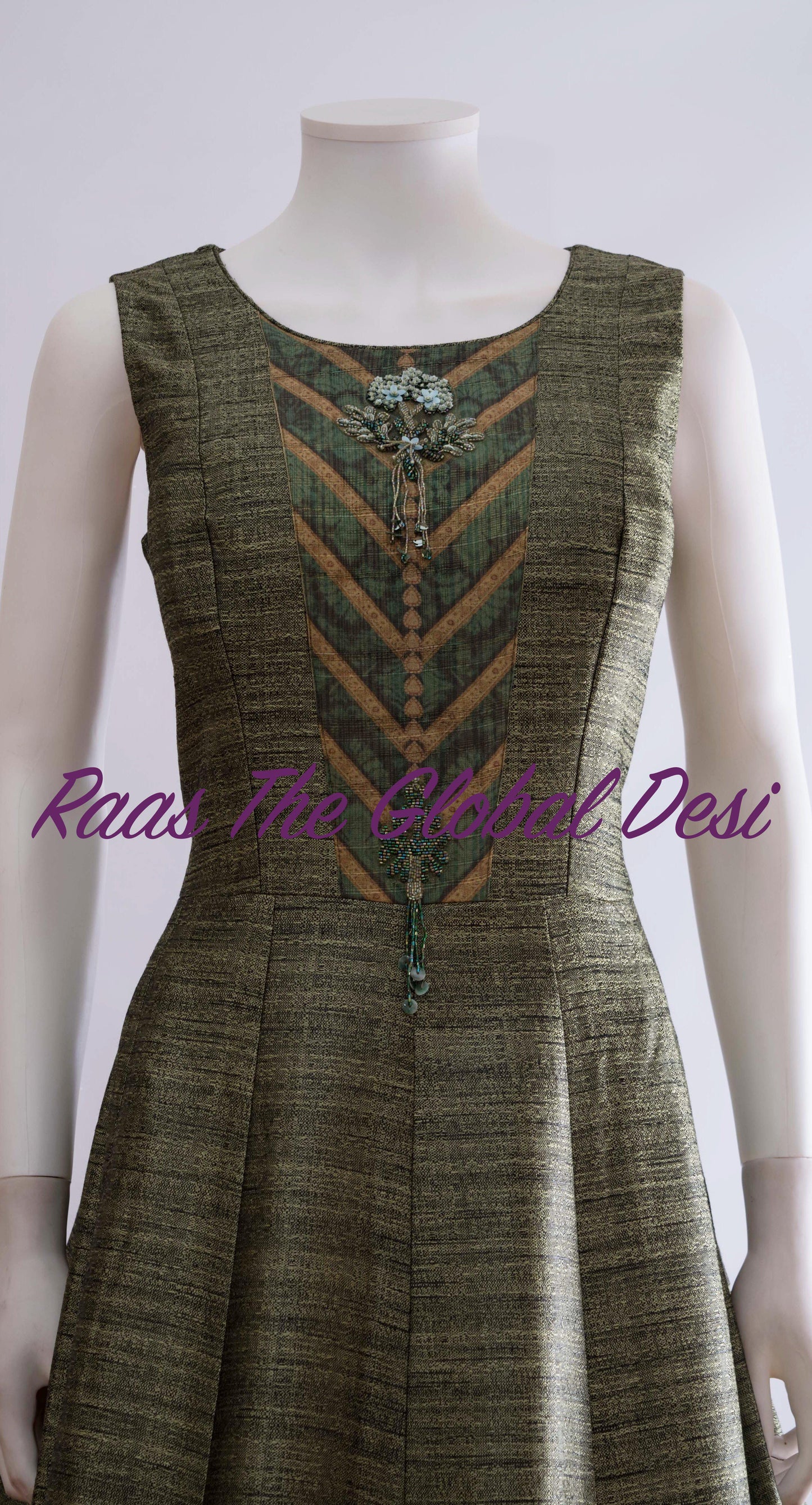 Cyrene Green Gown with Prints