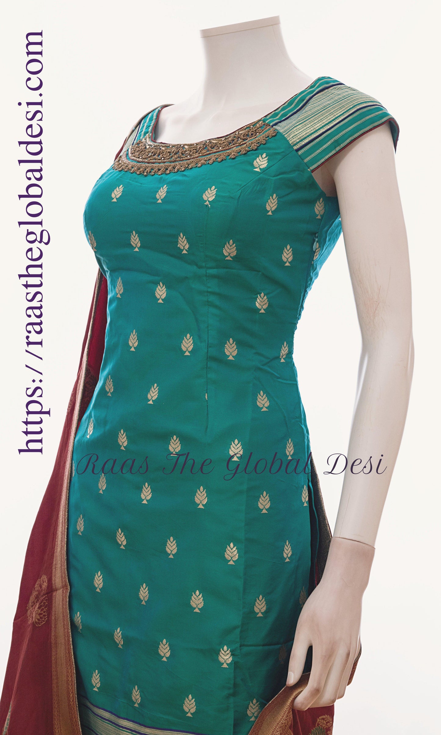 Silk Brocade Green Salwar Kameez Set