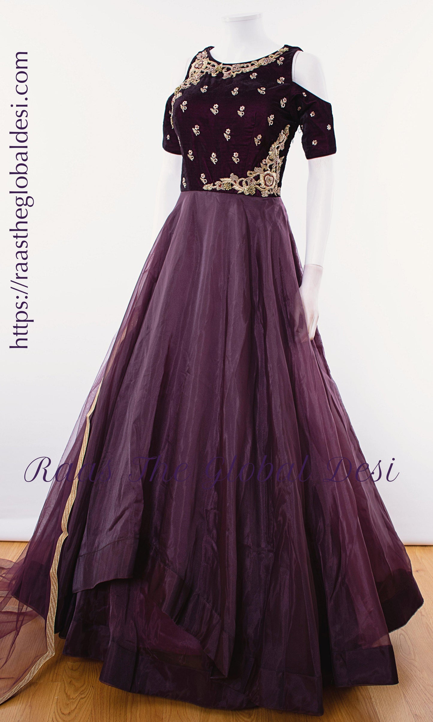 Vionette Magenta Hand Embroidered Gown