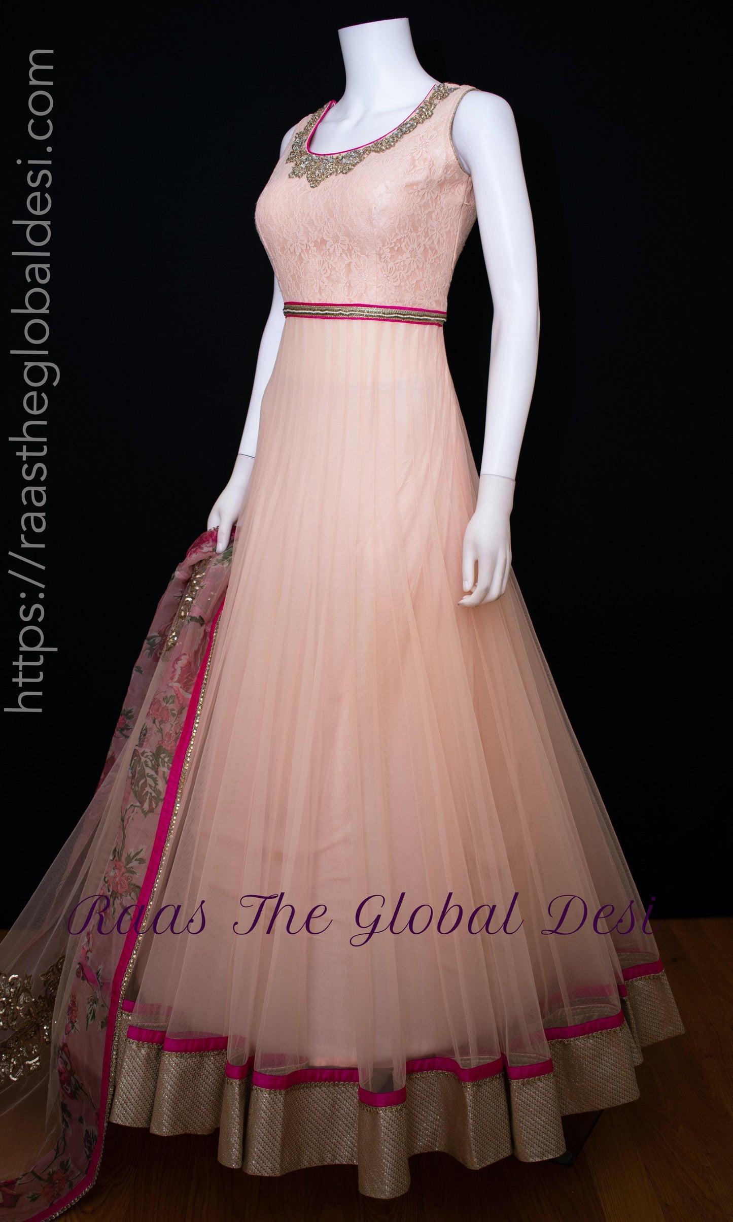 Saphira Net Pink Gown