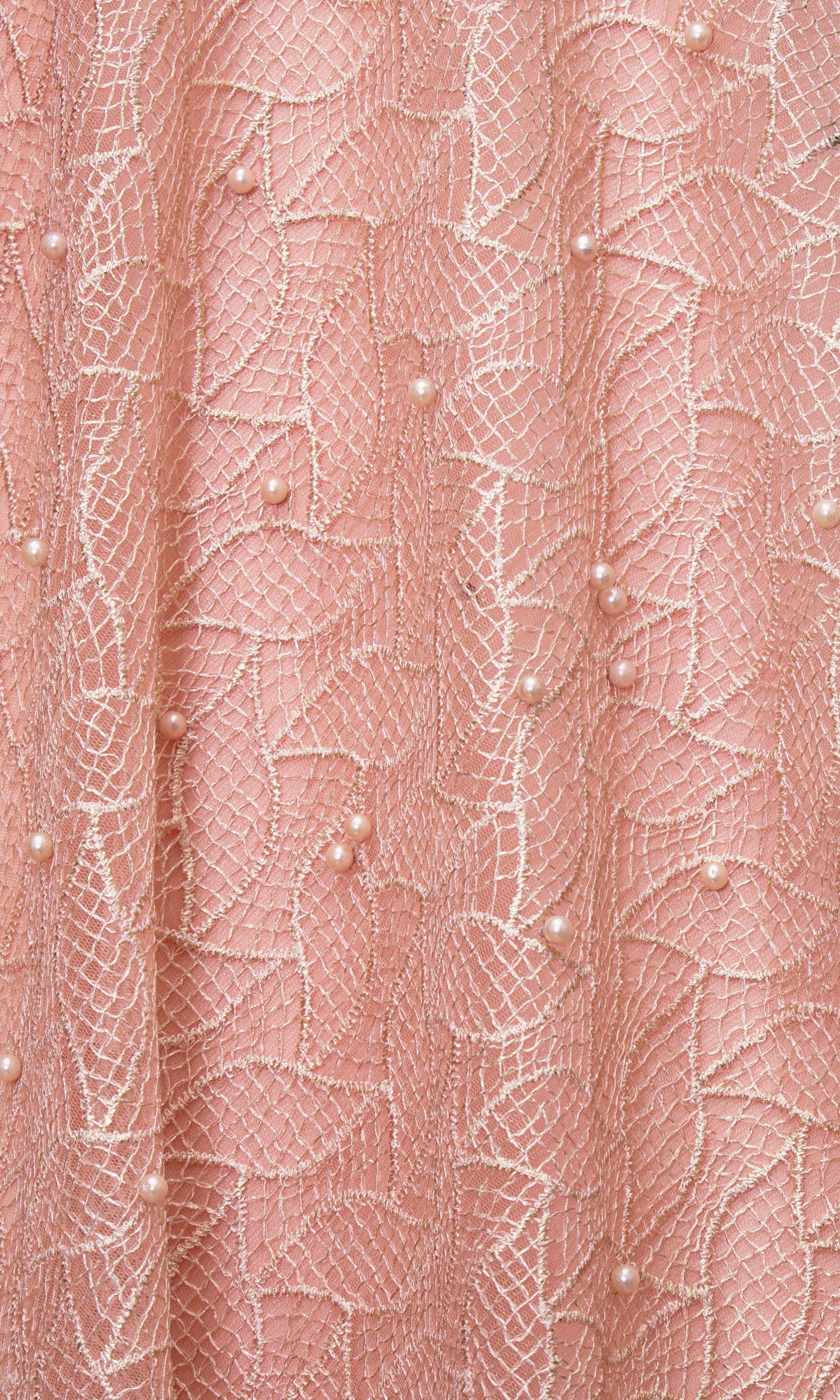Elowen Peach Net Gown with Butta Work