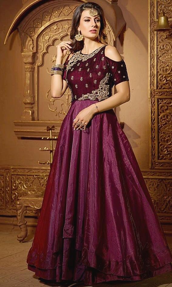 Vionette Magenta Hand Embroidered Gown