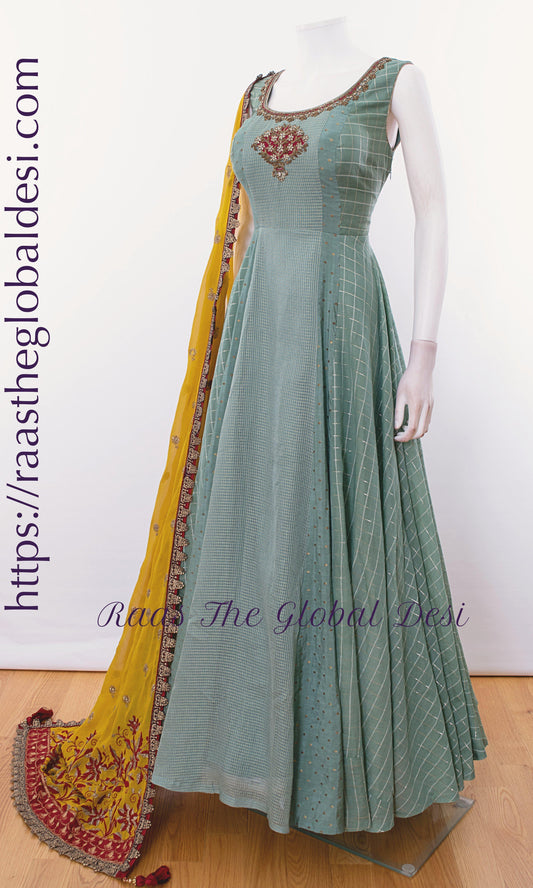 Florenza Shade of Green Long Dress