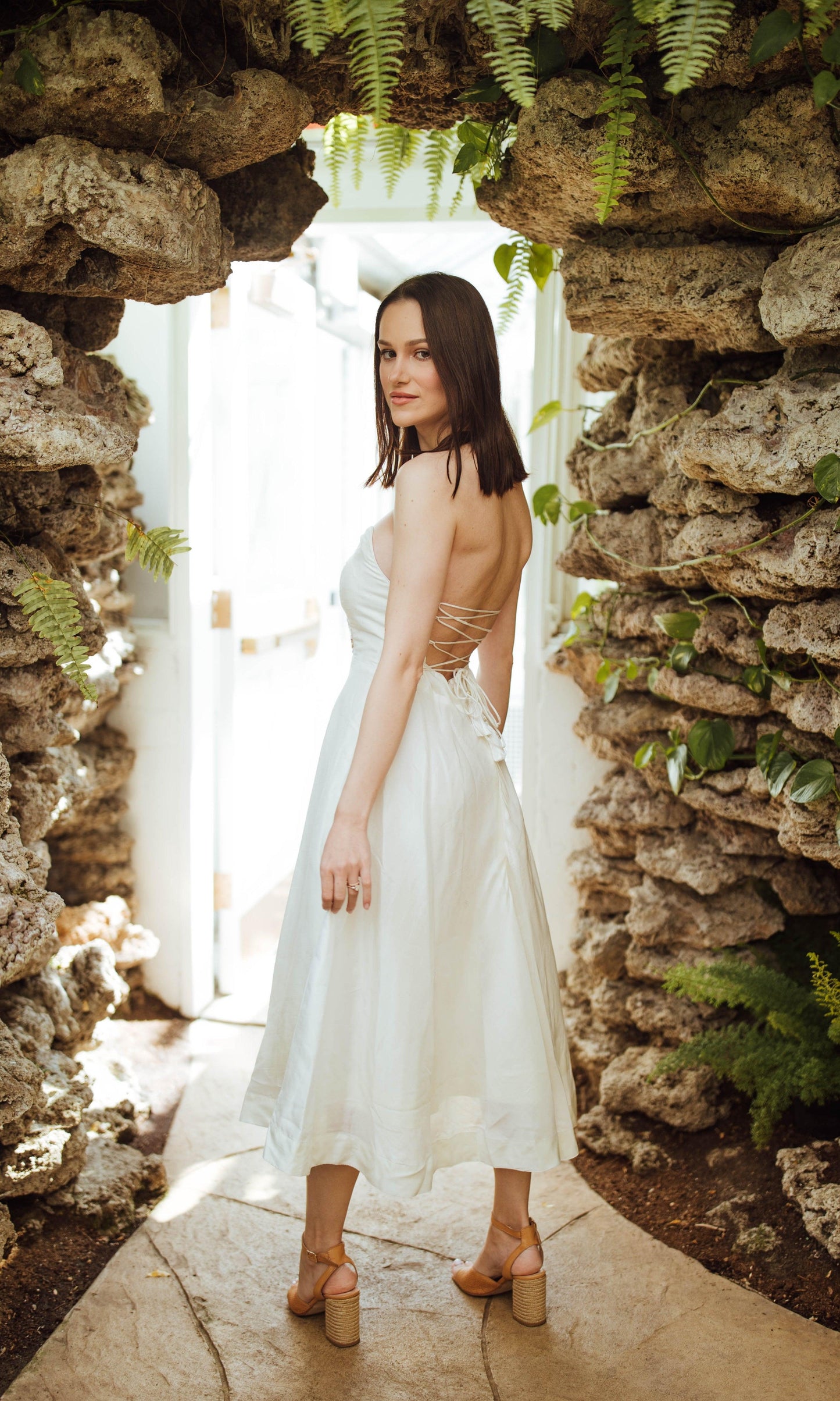 Mona Midi Off Shoulder Dress with Hand Embroidery