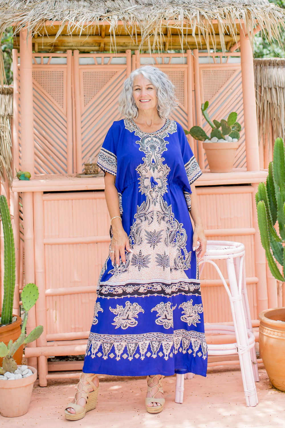 Long Kaftan - Blue Batik