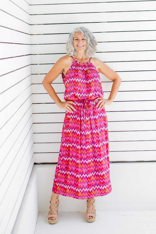 Halter Neck Maxi Dress | Chic Chevron