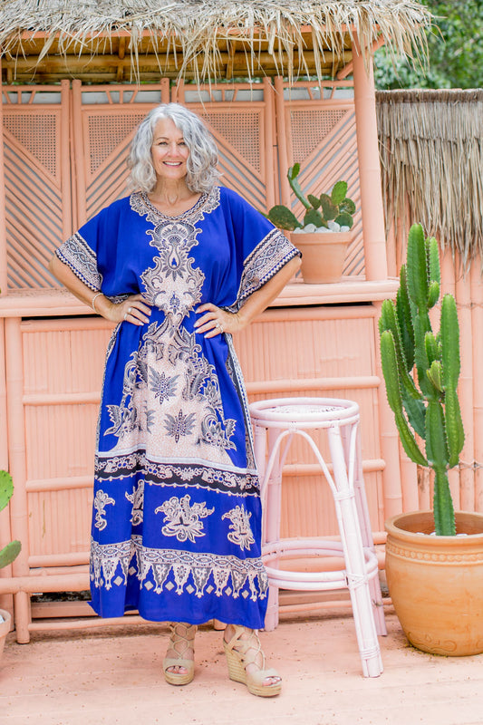 Long Kaftan - Blue Batik
