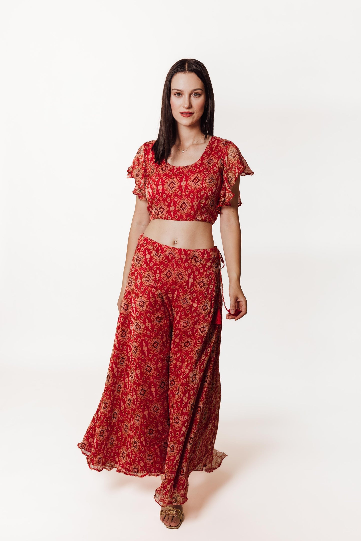 Amara Orange Co-Ord Set with Palazzo Pant