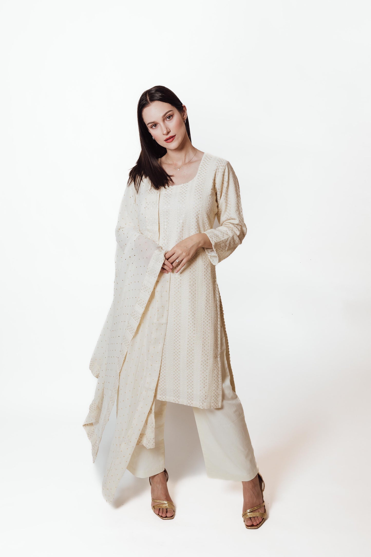 Daniella Cream Salwar Suit with Chikankari and Mukaish