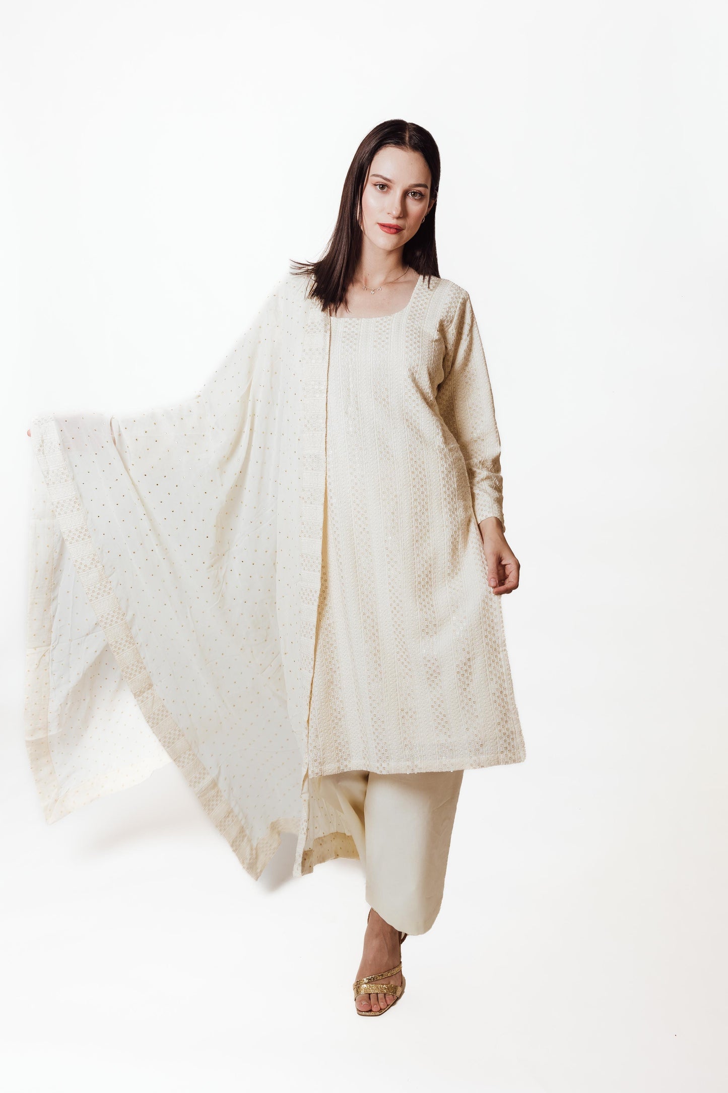 Daniella Cream Salwar Suit with Chikankari and Mukaish