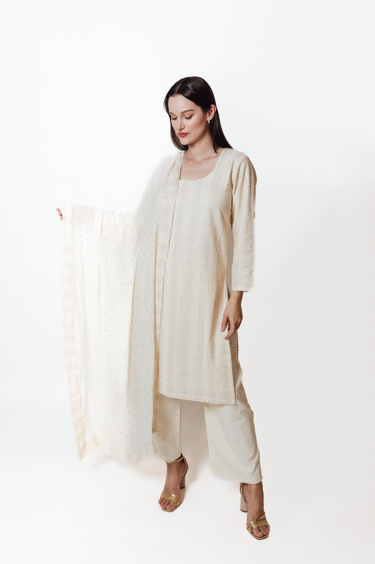 Daniella Cream Salwar Suit with Chikankari and Mukaish