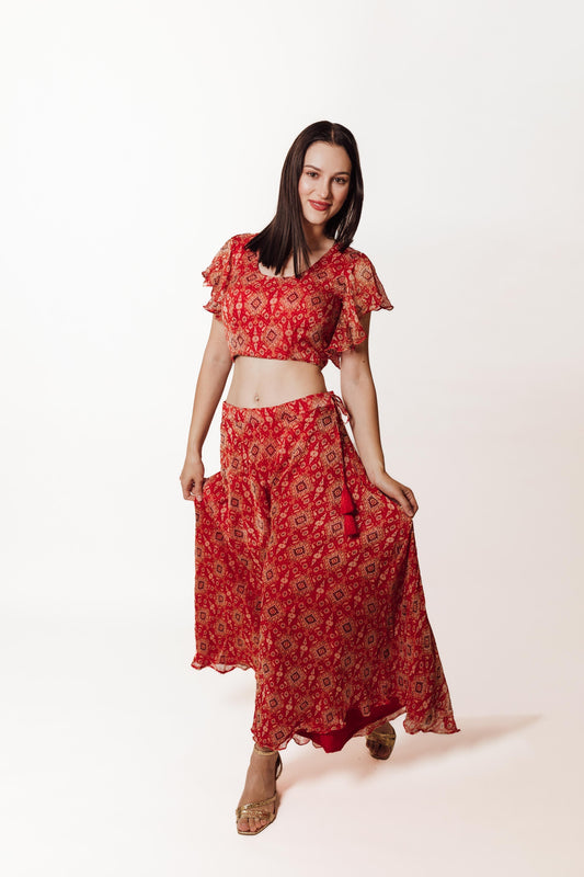 Amara Orange Co-Ord Set with Palazzo Pant