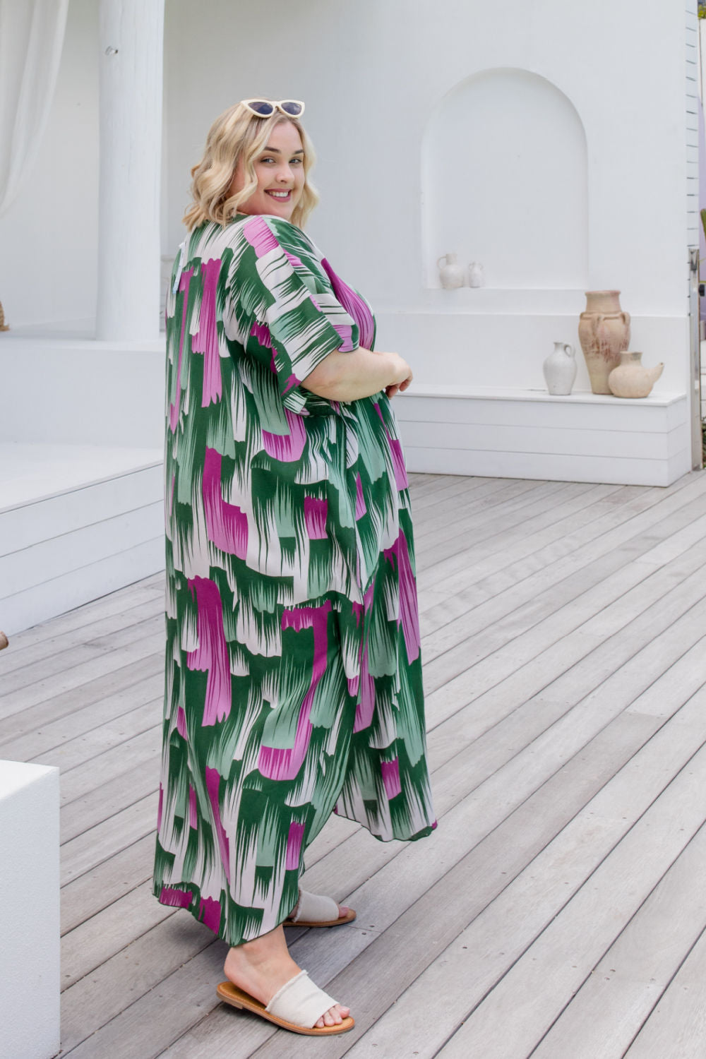 Long Kaftan Dress - Brushstrokes