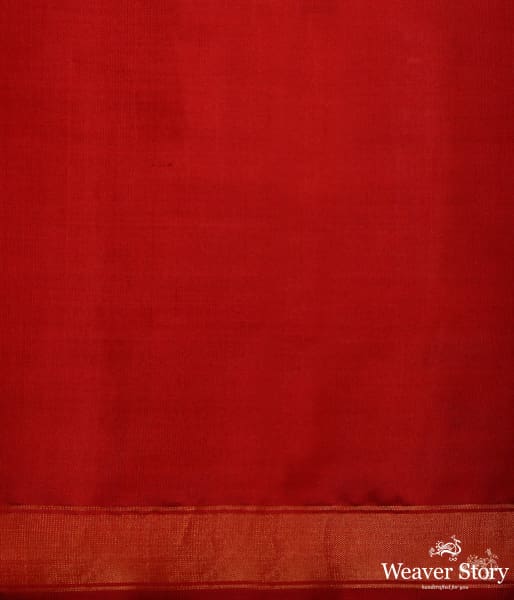 Pure silk Gujarat Patola saree in emerald green and red with horse, swan and fish motifs
