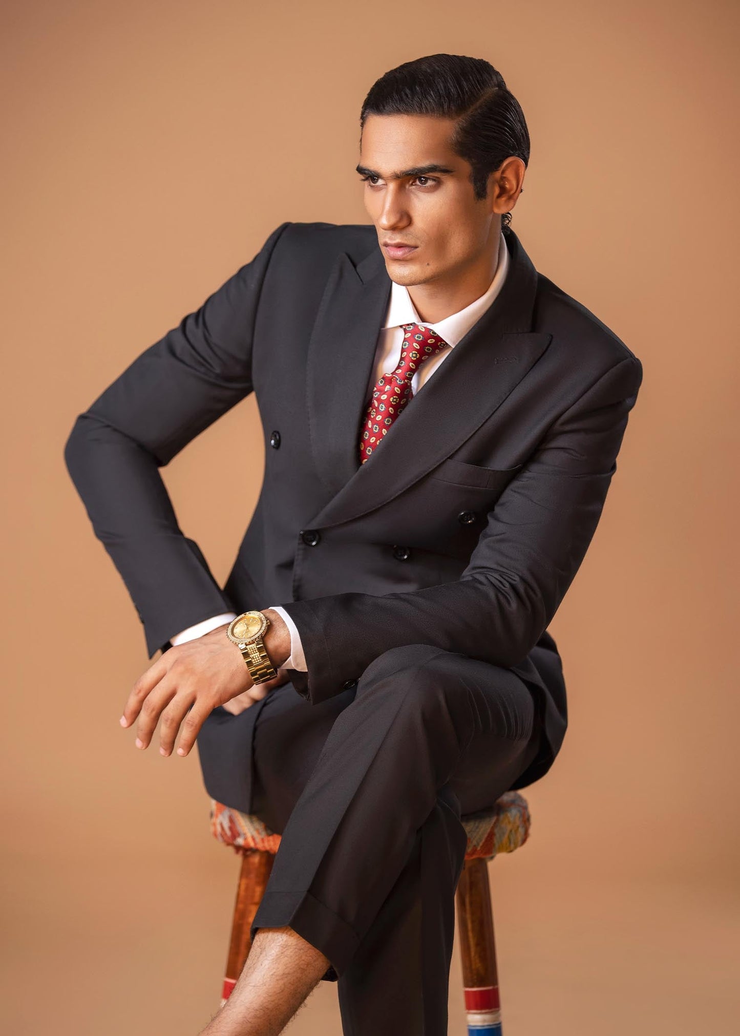 Double Breast Suit - Peak Lapel - Black