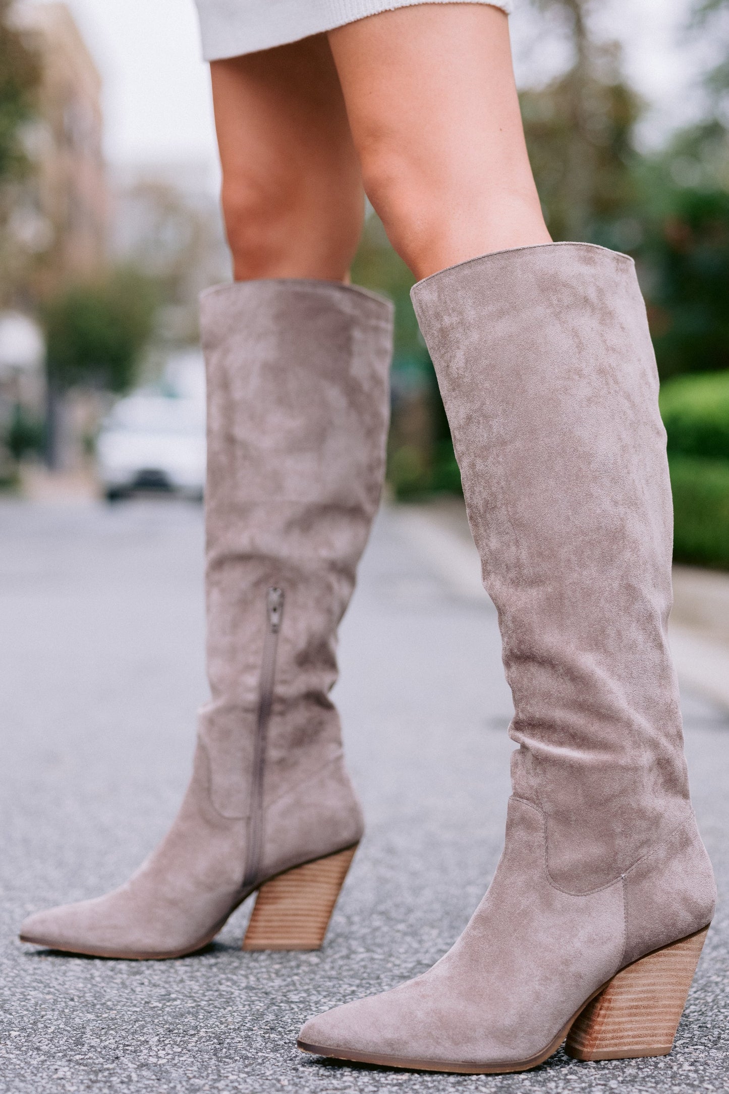 Making Plans With You Light Grey Knee High Boots