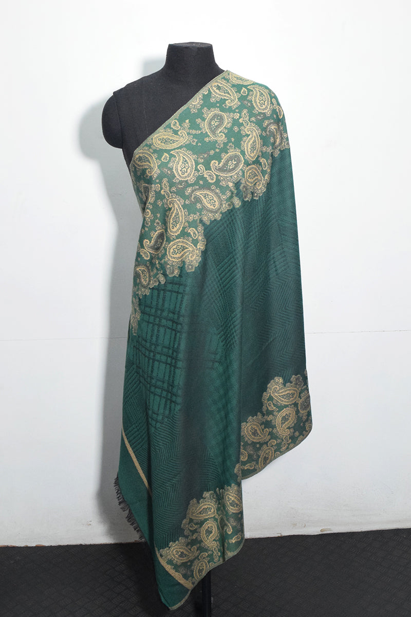 Pashmina Woven Jacquard Shawl Available In Green And Red