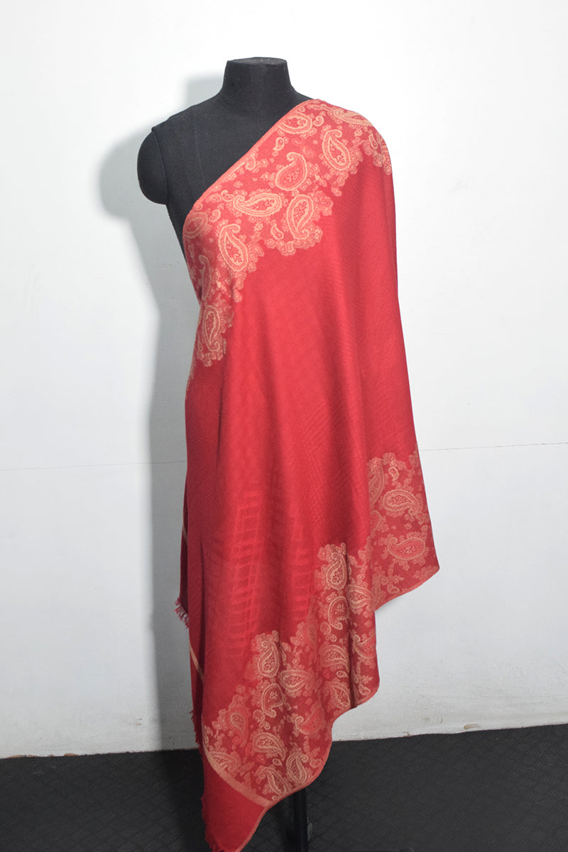 Pashmina Woven Jacquard Shawl Available In Green And Red