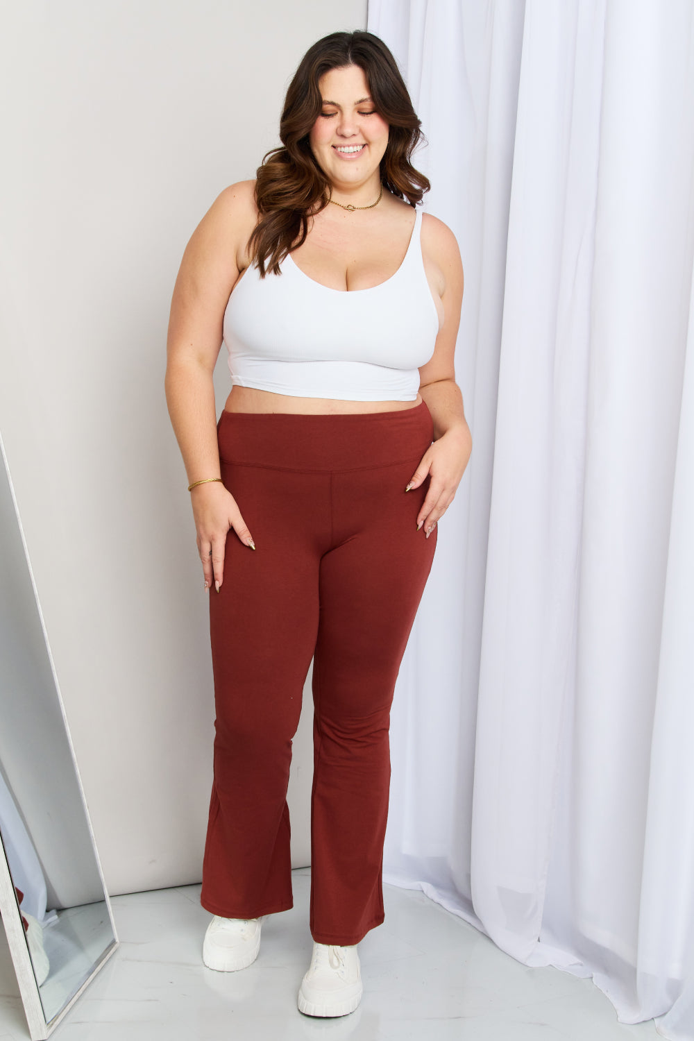 Zenana Full Size Wide Waistband Flare Pants