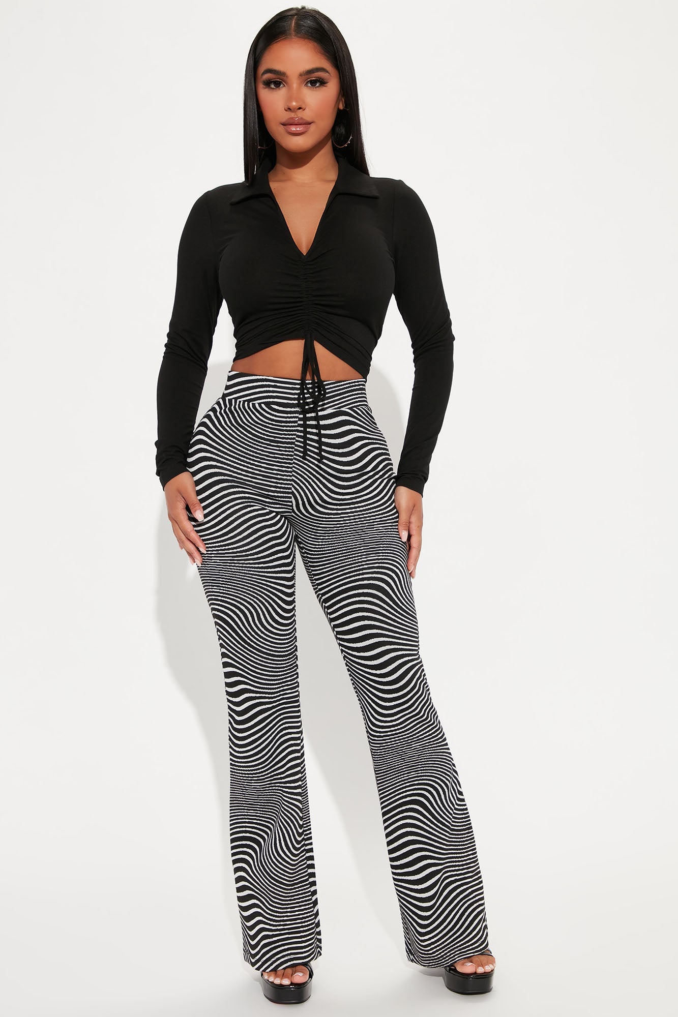 Lila Flare Pant - White/Black