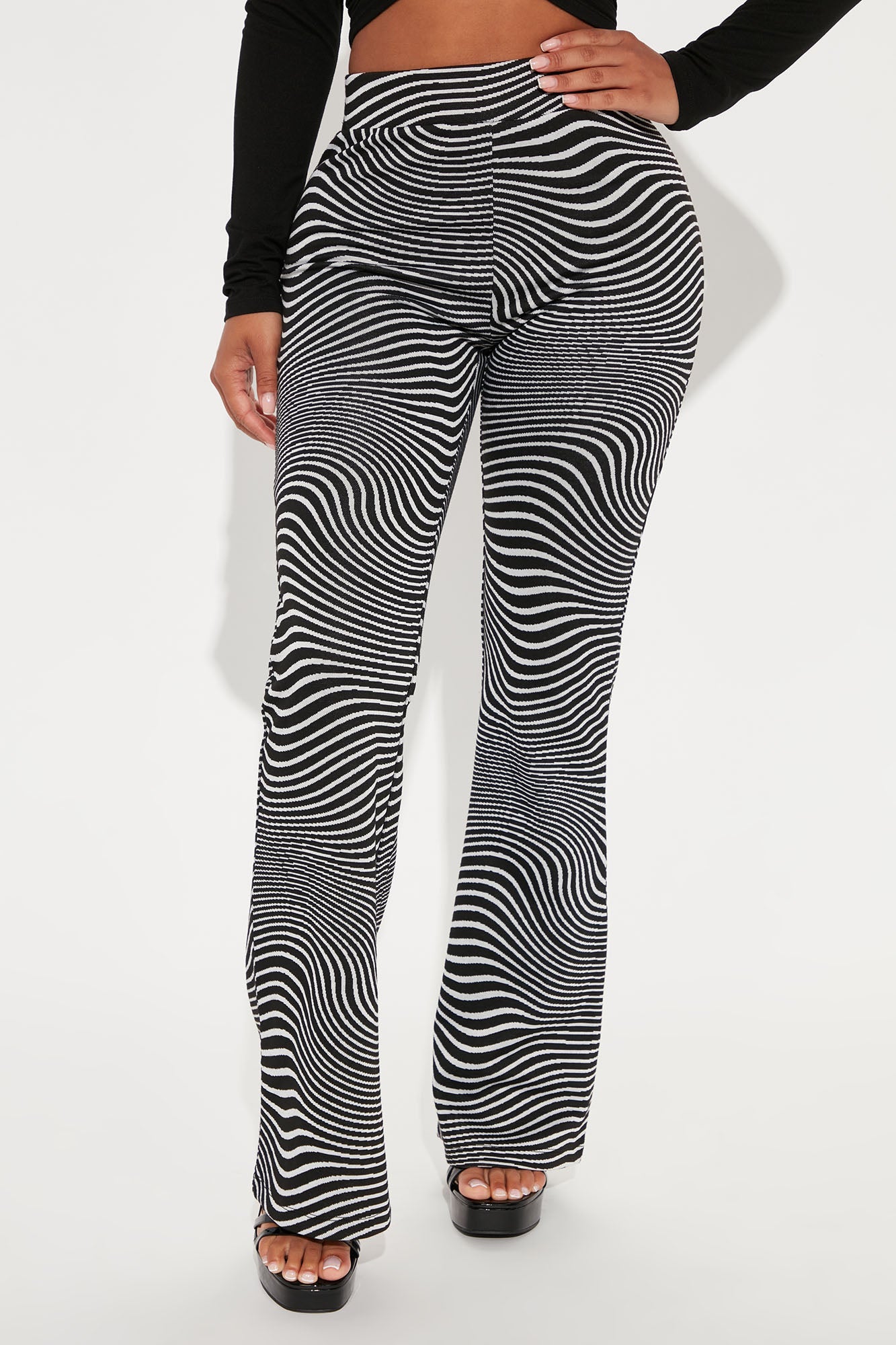 Lila Flare Pant - White/Black