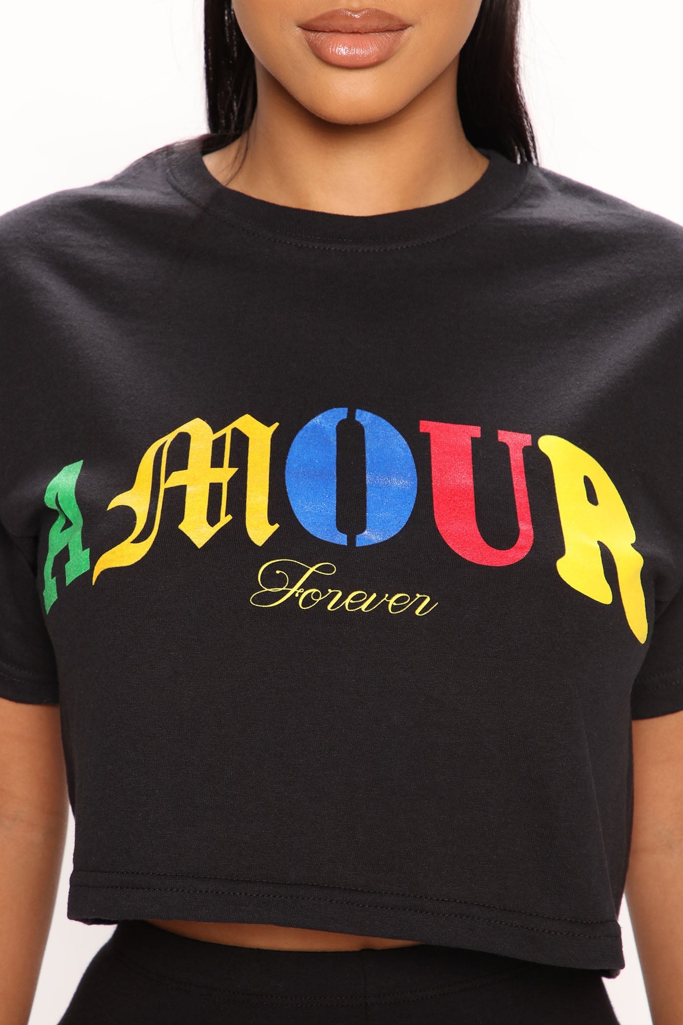 Amour Forever Cropped Tee - Black
