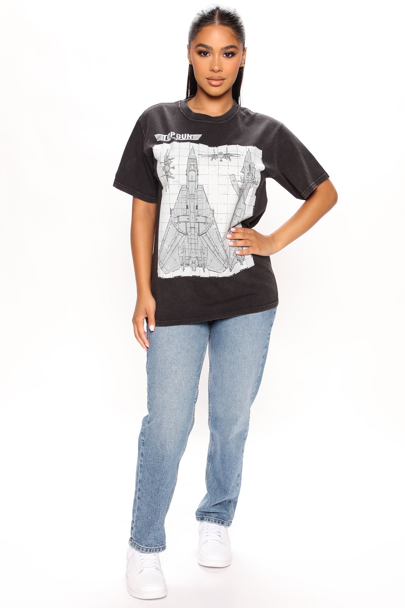 Top Gun Mineral Wash Graphic T-Shirt - Black Wash
