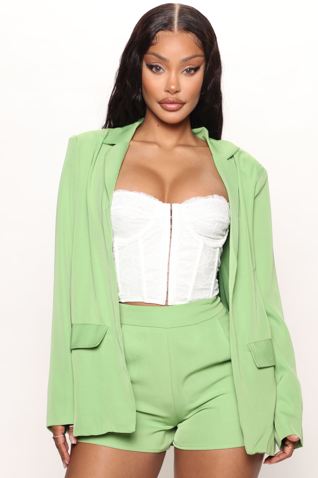 Business Class Blazer Short Set - Green