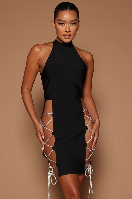 Melia Bandage Mini Dress - Black