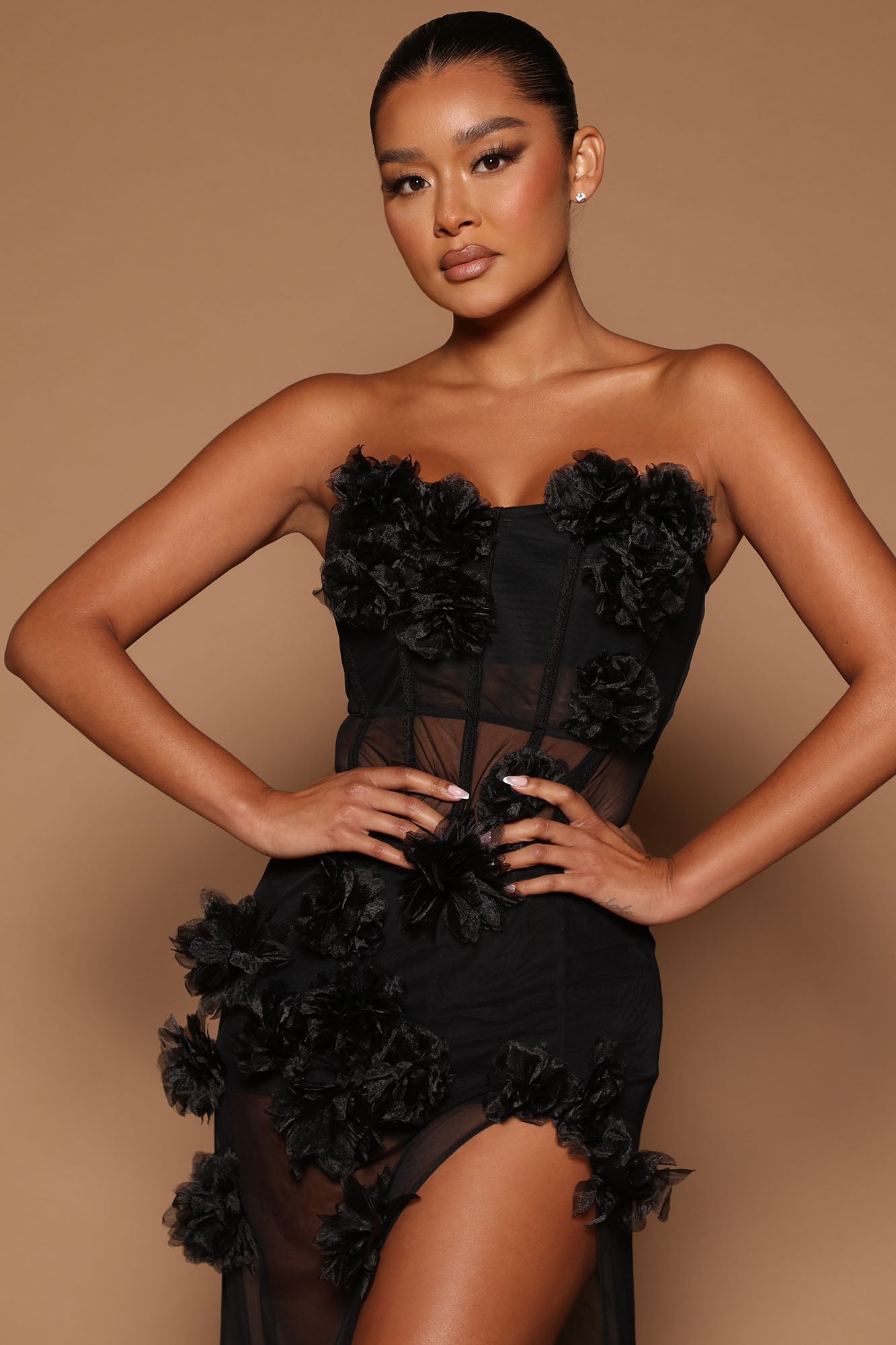 Josefine Mesh Maxi Dress - Black