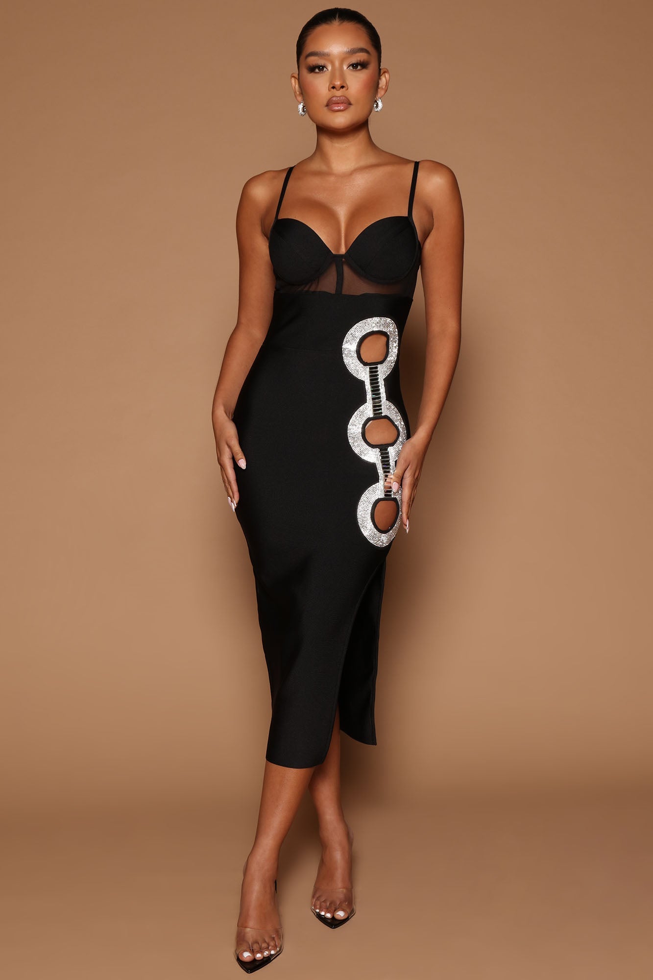 Tori Bandage Midi Dress - Black