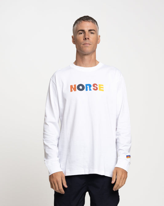 Norse Projects x GM Johannes Logo Long Sleeve T-Shirt in White
