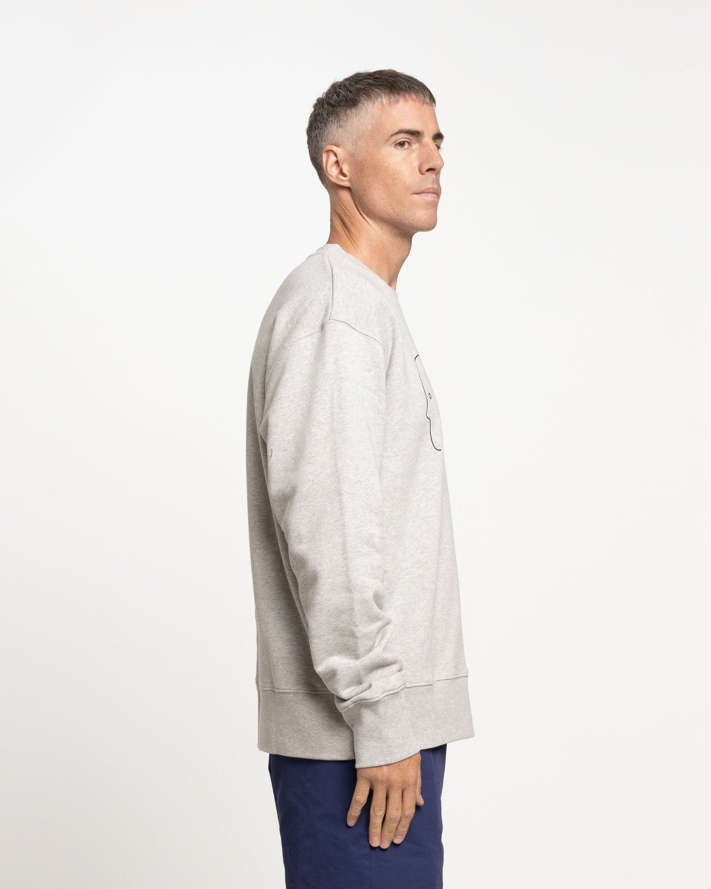 Norse Projects x GM Arne Faces Crewneck in Light Grey