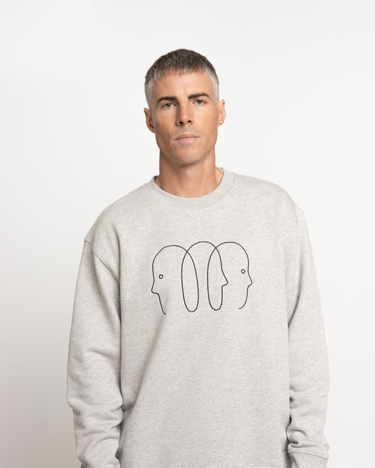 Norse Projects x GM Arne Faces Crewneck in Light Grey
