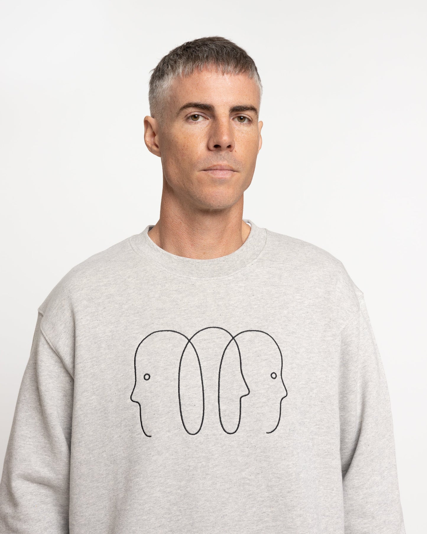 Norse Projects x GM Arne Faces Crewneck in Light Grey