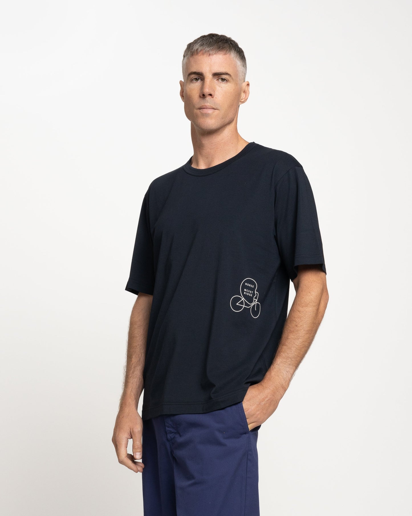 Norse Projects x GM Joakim McTechridge Short Sleeve T-Shirt in Dark Navy