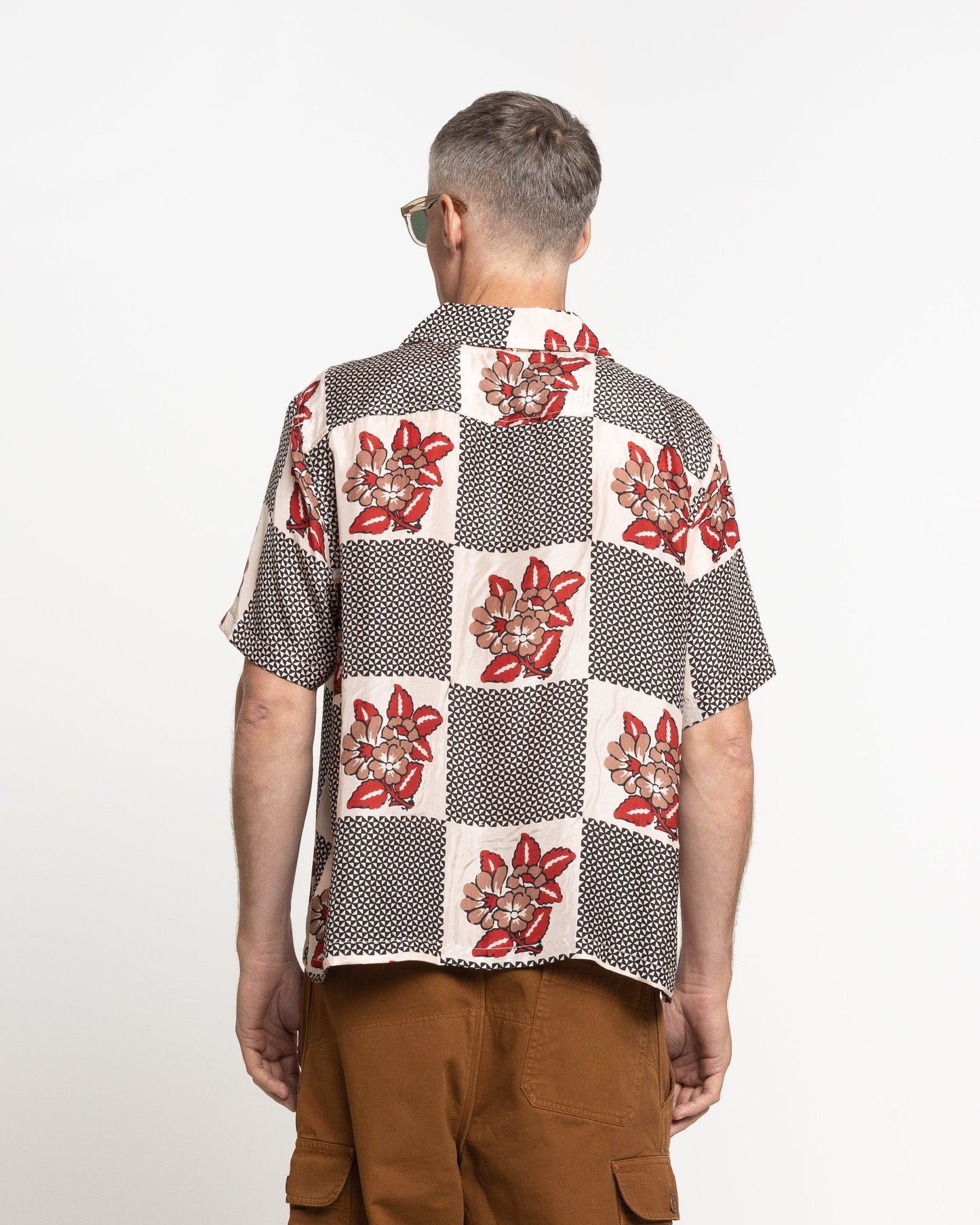 Checker Bloom Short Sleeve Shirt in Blue