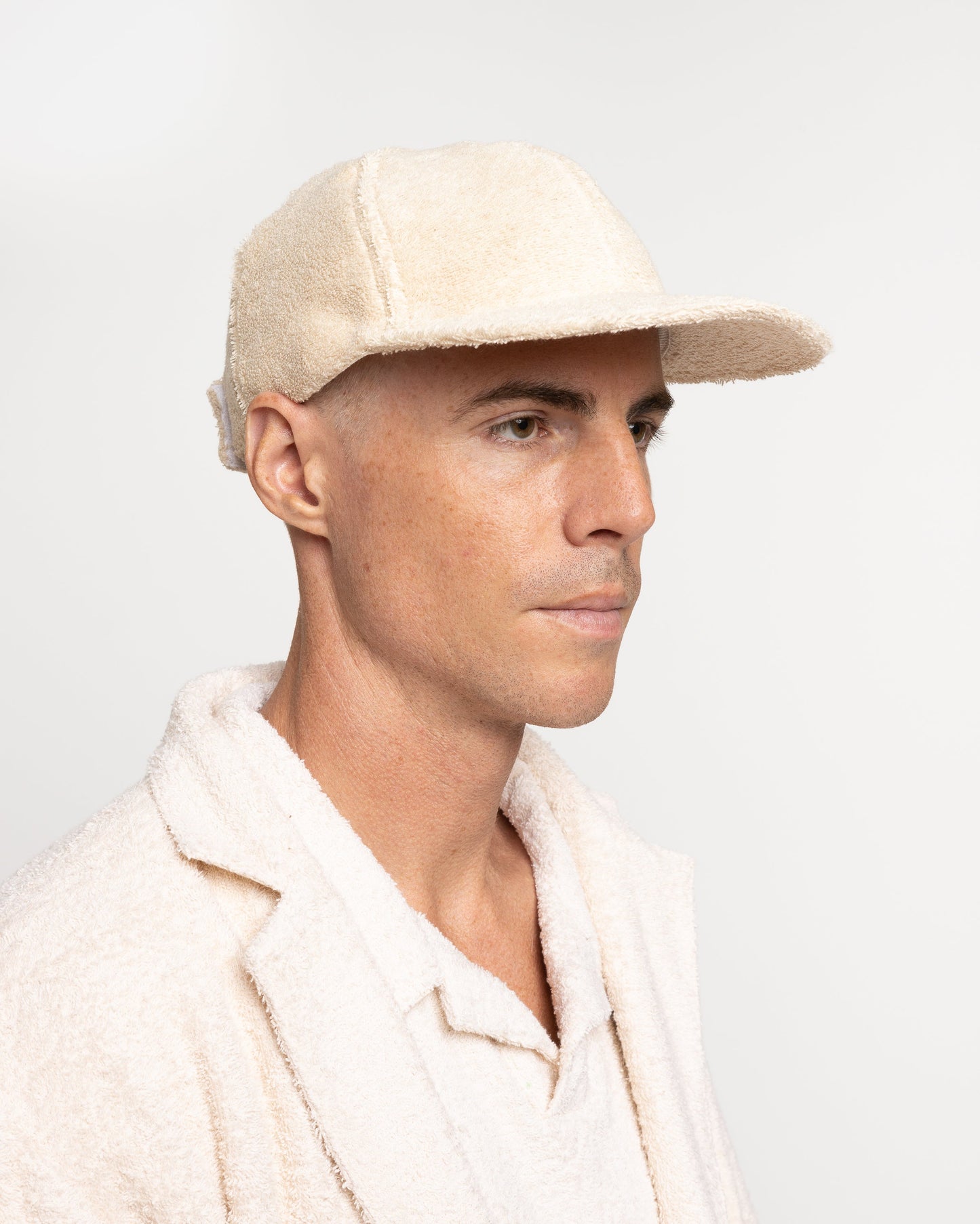 Velcro Back Terry Cap in Cream