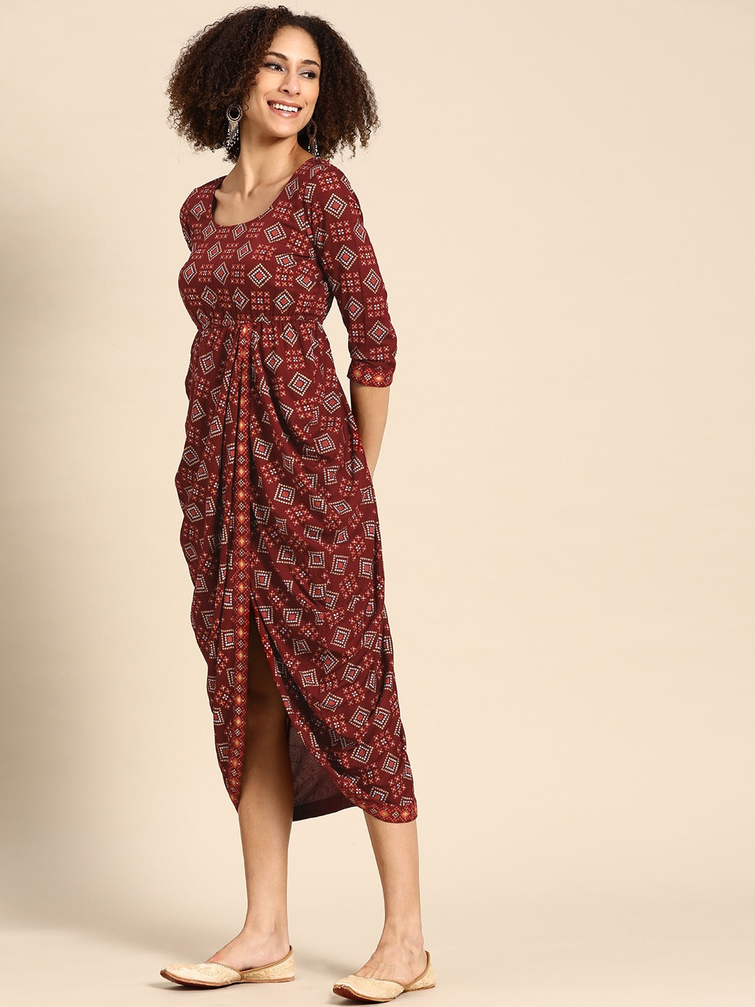 Side cowl Asymmetric overlap Dress