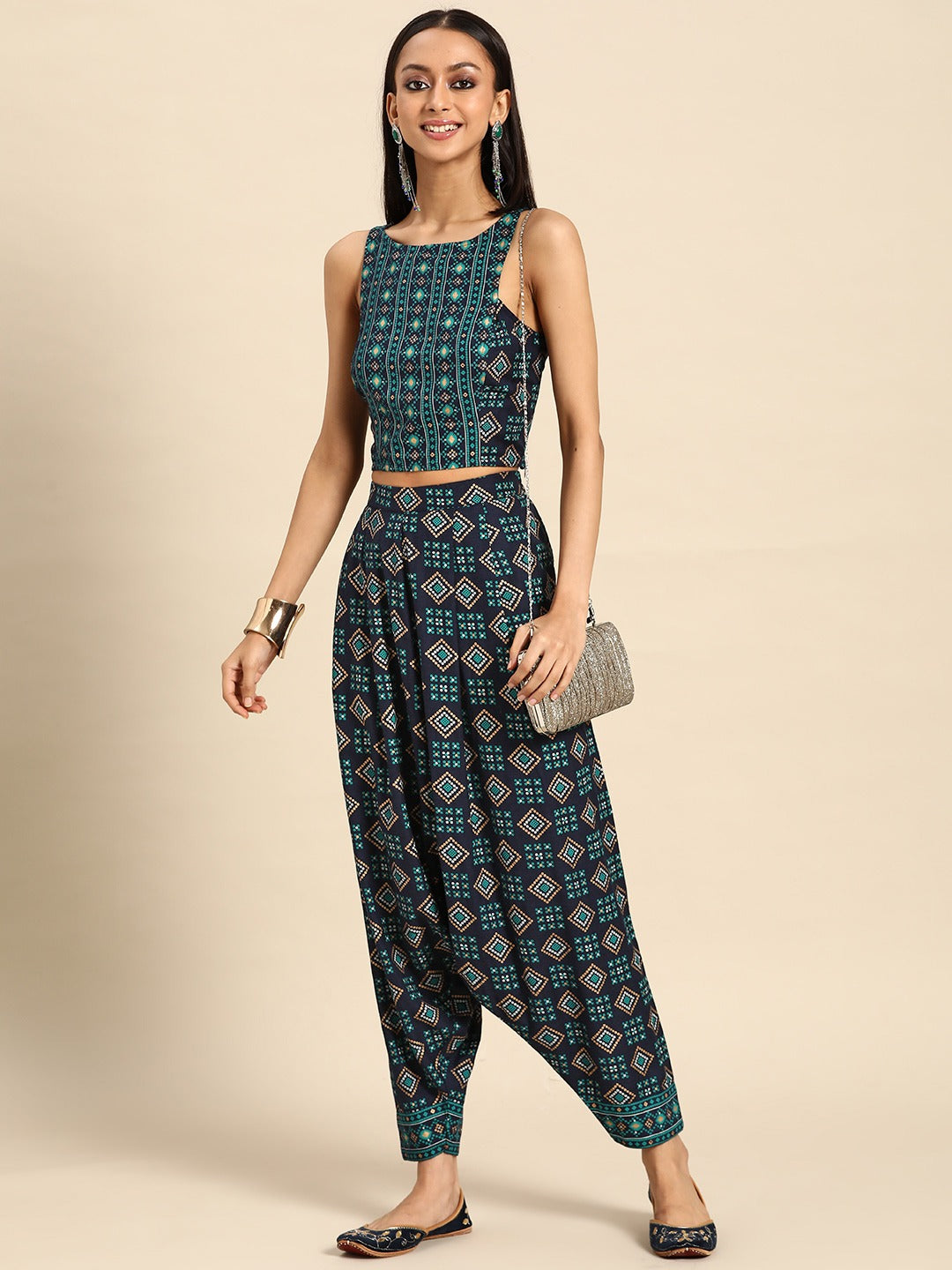 Crop top with dhoti pants