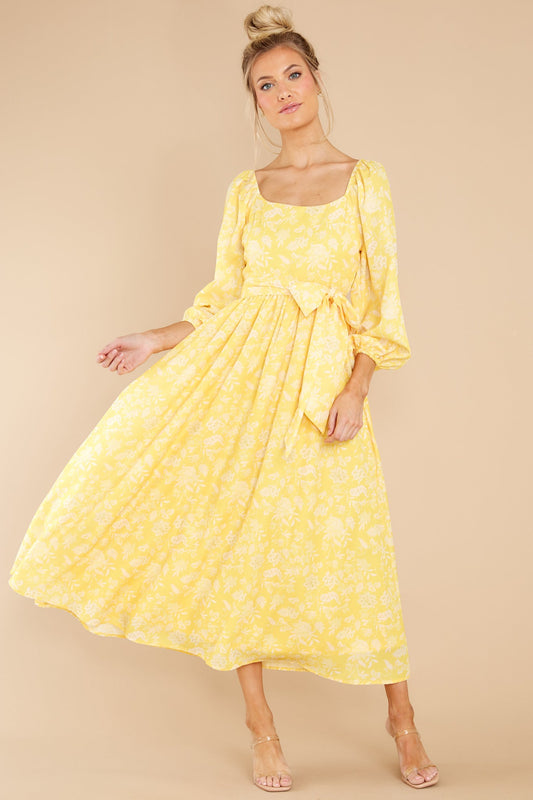 Bright Smiles Yellow Floral Print Maxi Dress