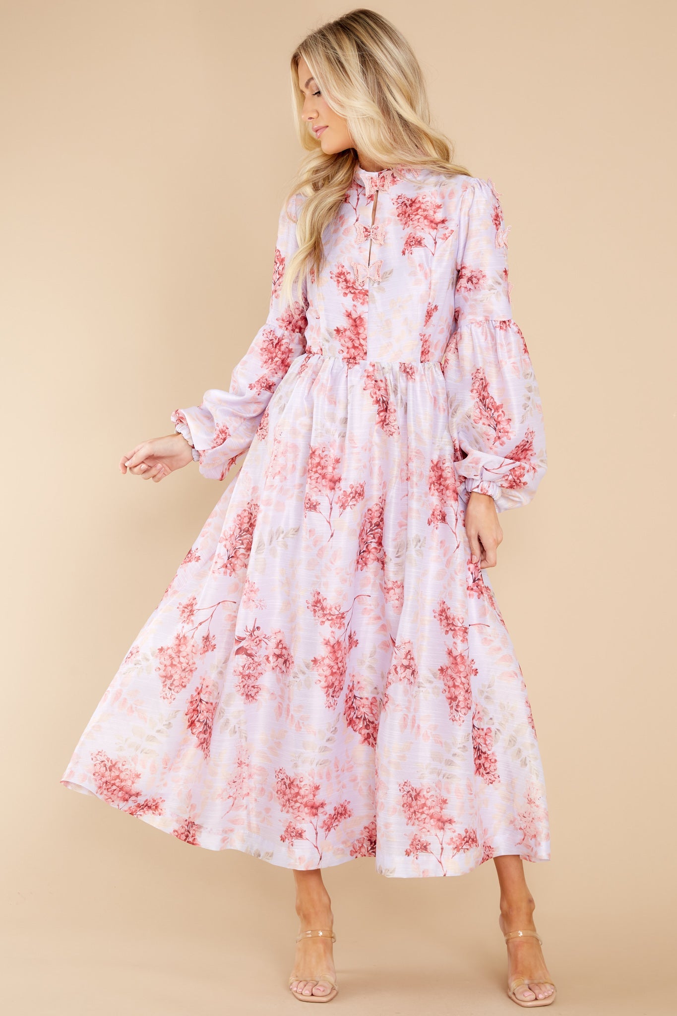 Chasing Butterflies Pink Floral Print Maxi Dress
