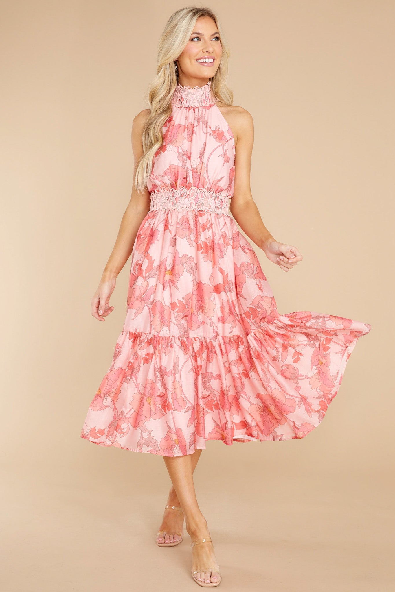 Dance With Me Pink Floral Print Dress