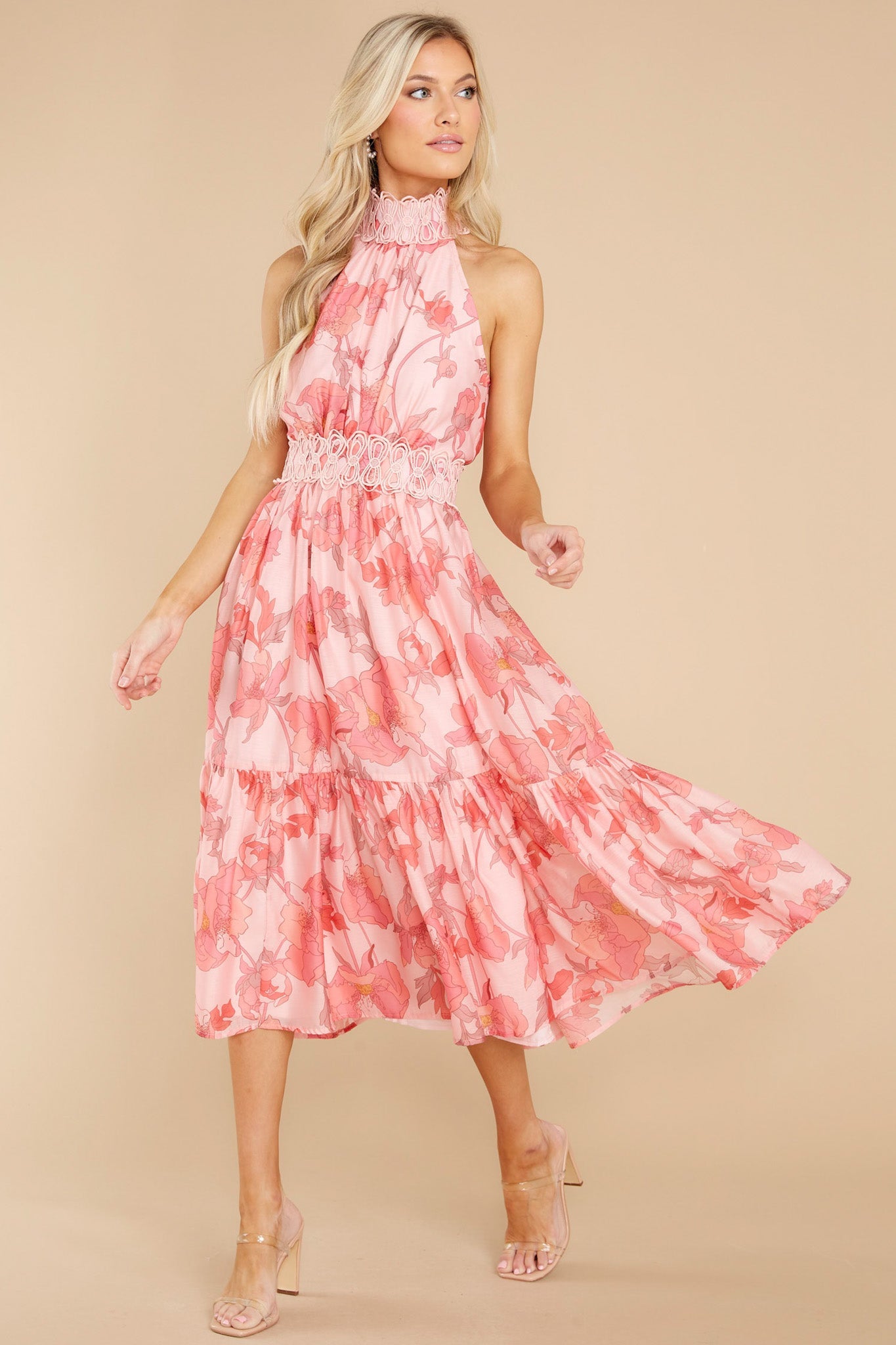 Dance With Me Pink Floral Print Dress