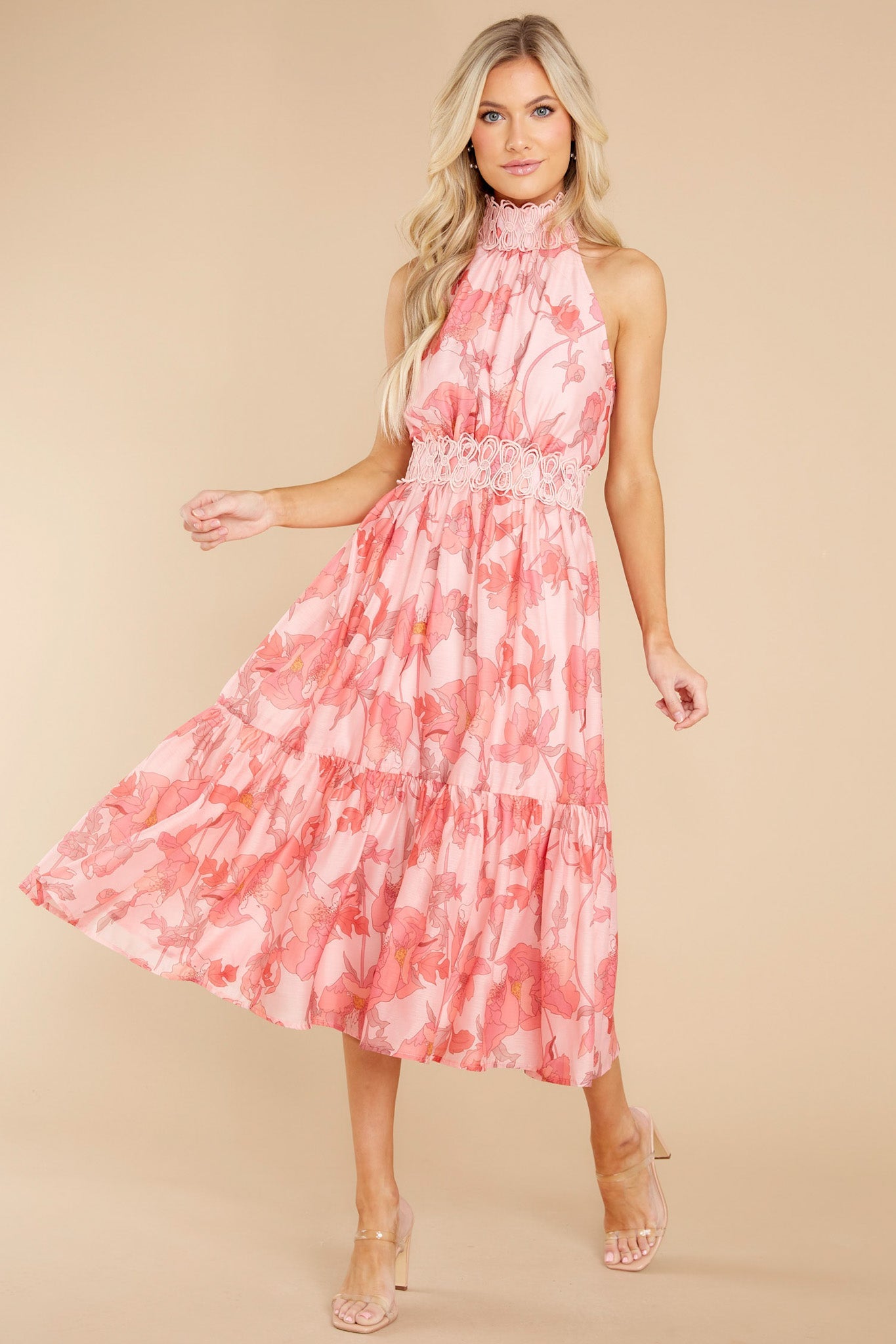 Dance With Me Pink Floral Print Dress